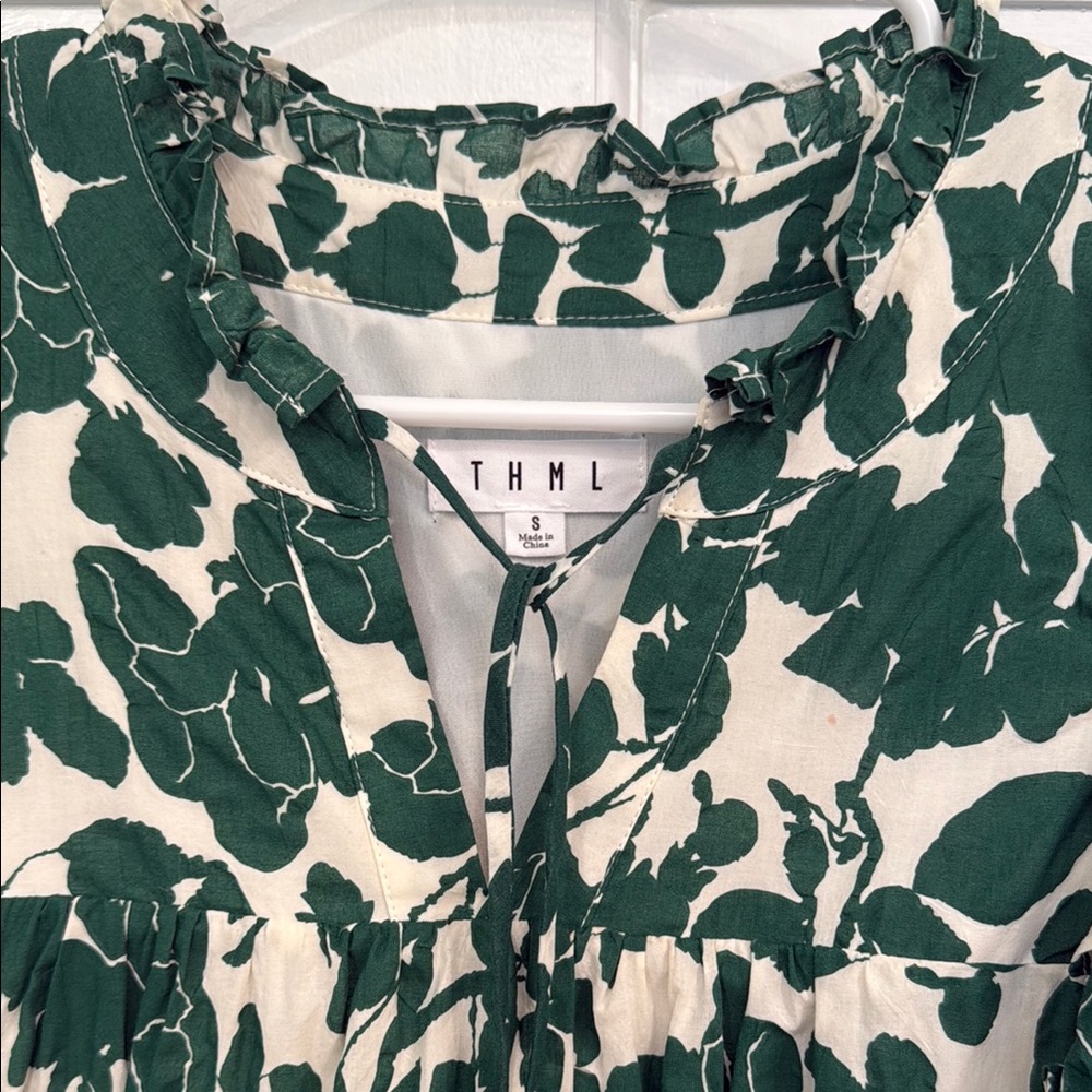 THML Green and White Flutter Sleeve dress - Picture 7 of 10
